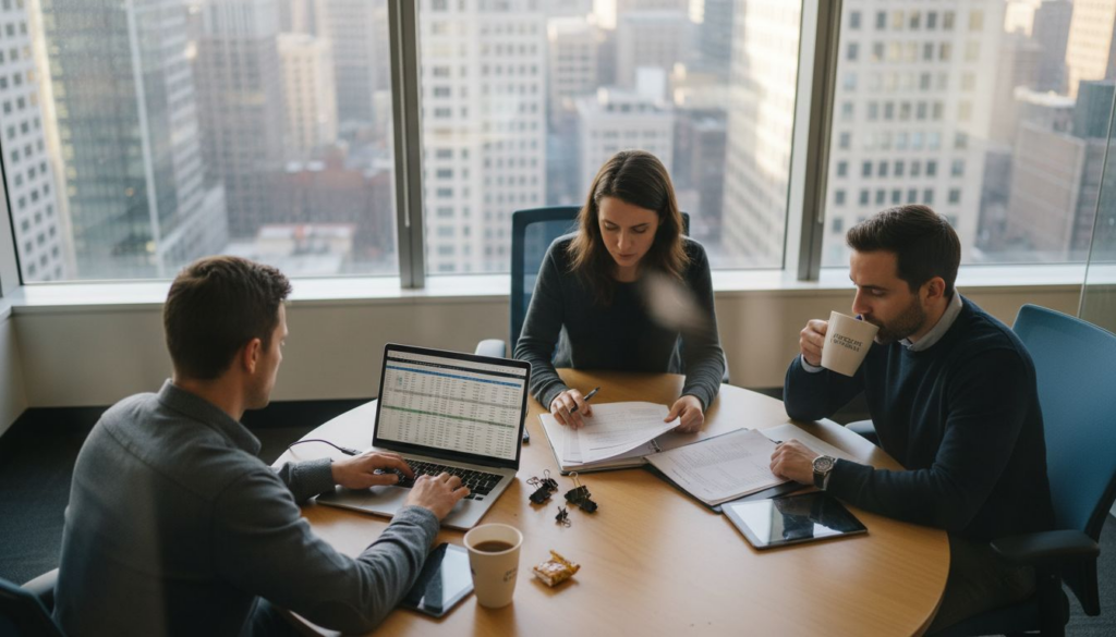 Why blockchain matters in 2026: Trust and innovation Blockchain team meeting in sunlit conference room